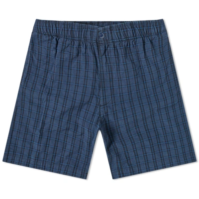 Adsum Plaid Bank Drawstring Short In Blue