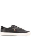 Polo Ralph Lauren Men's Perforated Leather Longwood Sneaker Men's Shoes In Black