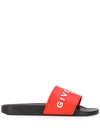 Givenchy Men's Rubber Logo Slide Sandals In Red