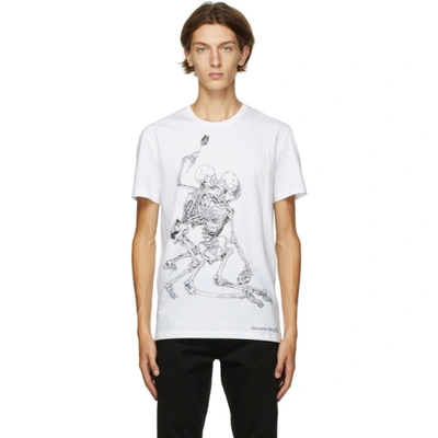 Alexander Mcqueen Skeleton Lovers Logo-print Cotton-jersey T-shirt In White