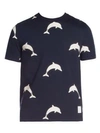 Thom Browne Dolphin-print Jersey Tee In Blue