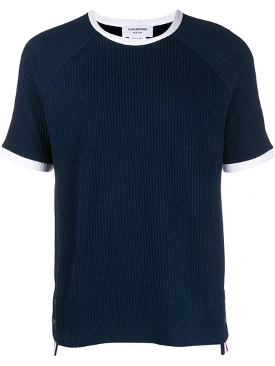 Thom Browne Seersucker Short-sleeve Ringer T-shirt In Blue