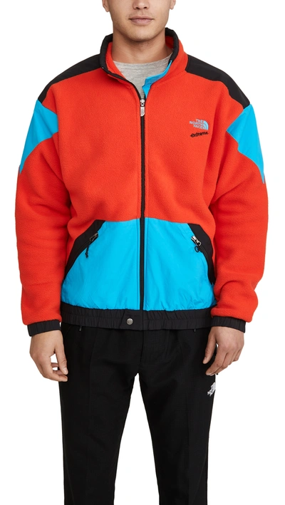 The North Face 90 Extreme Full Zip Fleece Jacket In Red In Fiery Red Combo