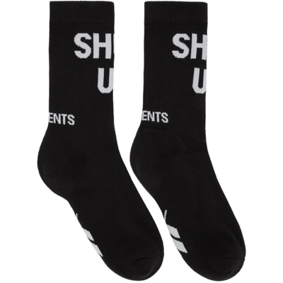 Vetements Black Shut Up Socks