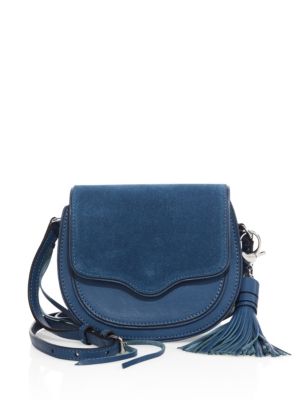 Rebecca Minkoff Suki Mini Leather & Suede Saddle Bag In Lake Blue ...