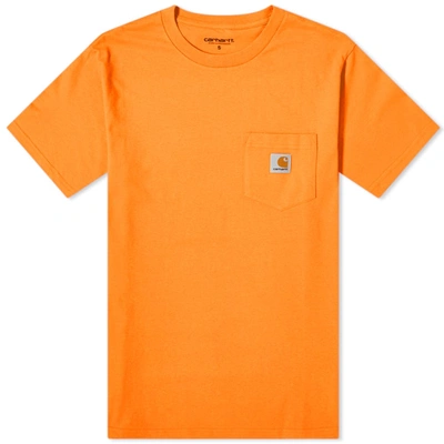Carhartt Logo Pocket T-shirt In Orange