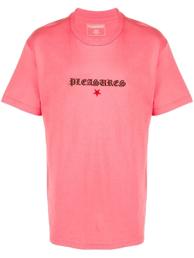 Pleasures Shine Embroidered Tee In Pink