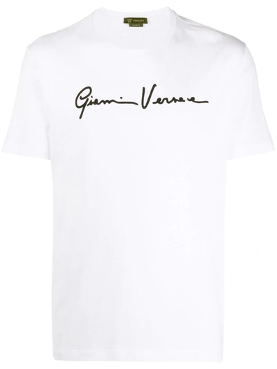 Versace Gv Signature Logo T-shirt In White