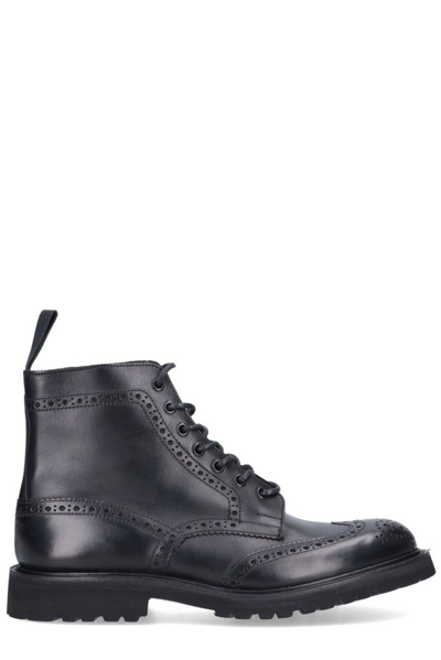 Tricker's Brogue-detail Ankle Boots In Black