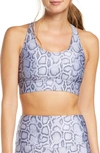 Onzie Warrior Strappy Snake-print Sports Bra In Lavender Cobra