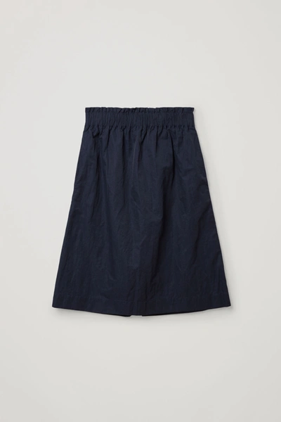 Cos Organic Cotton-metal Fibre Mix A-line Skirt In Blue