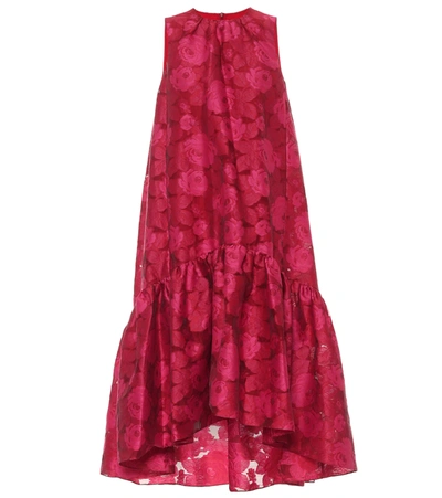 Erdem Winsloe Drop-hem Floral-jacquard Organza Dress In Pink