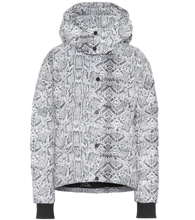 Varley Highland Snake-print Hooded Puffer Jacket In Grey