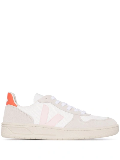 Veja V-10 B-mesh Low-top Suede Trainers In White