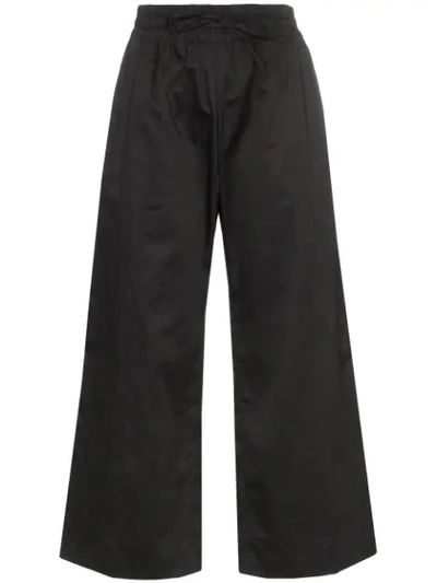 Joseph Dahlman Cropped Cotton-poplin Wide-leg Pants In Black