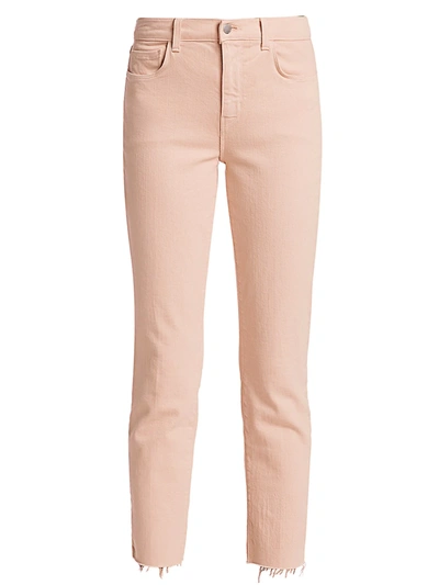 L Agence Sada Frayed Cropped High-rise Slim-leg Jeans In Pink