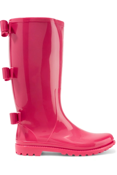 Red Bow-embellished Rubber Rain Boots ModeSens