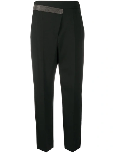 Brunello Cucinelli Brass-embellished Tailored Trousers In Black