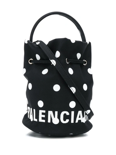 Balenciaga Polka-dot Bucket Bag In Black