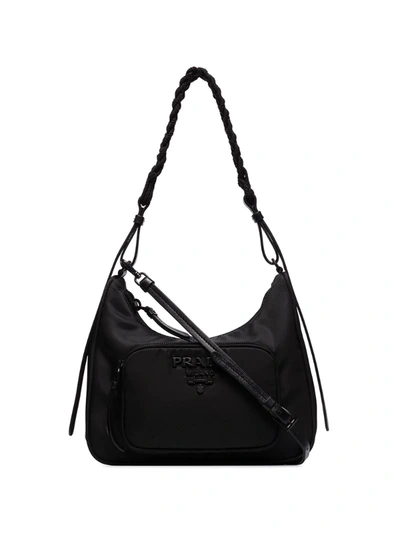 Prada Braided Strap Shoulder Bag In Black