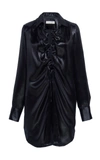 Bottega Veneta Ruched Midi Shirt Dress In Black