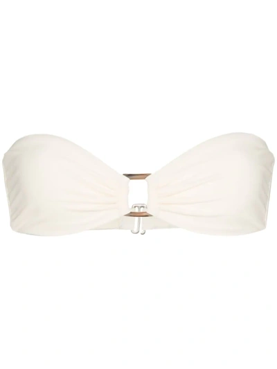 Anemone Tortoiseshell Ring Bandeau Bikini Top In White