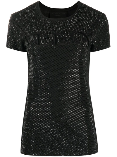 Philipp Plein Crystal Plein Embroidered T-shirt In Black