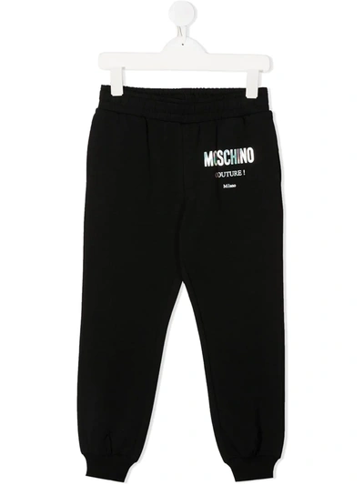 Moschino Kids' Logo-print Track Trousers In Black