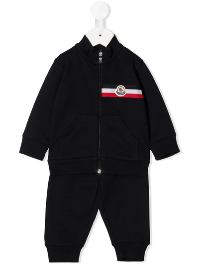 Moncler Babies' Logo Two-piece Tracksuit Set In Navy