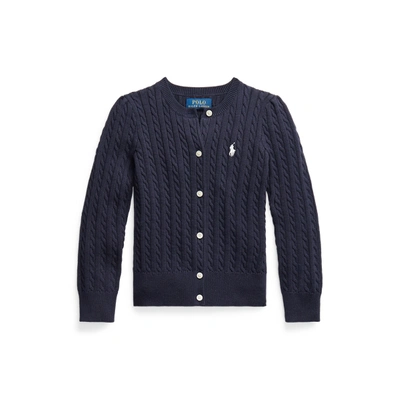 Polo Ralph Lauren Kids' Toddler Girls Cable-knit Cotton Cardigan In Navy