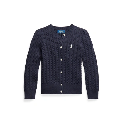 Polo Ralph Lauren Kids' Toddler Girls Cable-knit Cotton Cardigan In Blue
