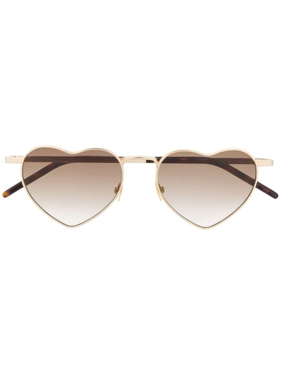 Saint Laurent Sl 301 Loulou Heart Metal Sunglasses In Gold