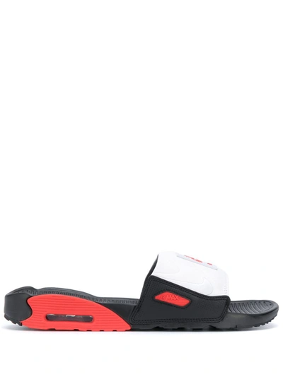 Nike Air Max 90 Slide Sandals In Black/ Chile Red/ White