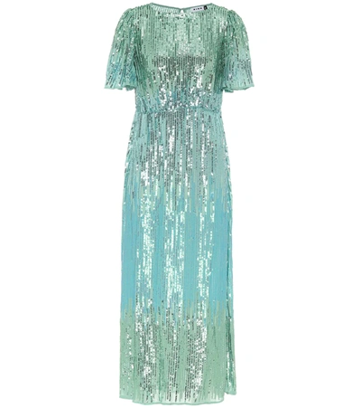 Rixo London Venus Sequined Chiffon Midi Dress In Green | ModeSens