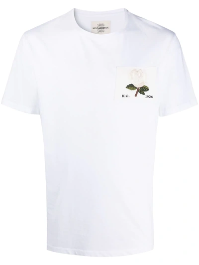 Kent & Curwen Floral Embroidery T-shirt In White