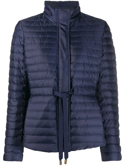 Michael Michael Kors Drawstring Waist Puffer Jacket In Blue