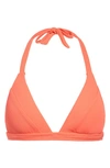 Becca Fine Line Bikini Top In Living Coral