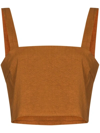 Anemone Brown Box Crop Top