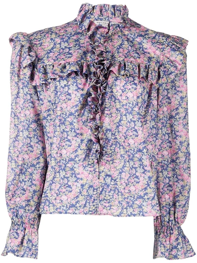 Philosophy Di Lorenzo Serafini Floral Print Blouse In Blue