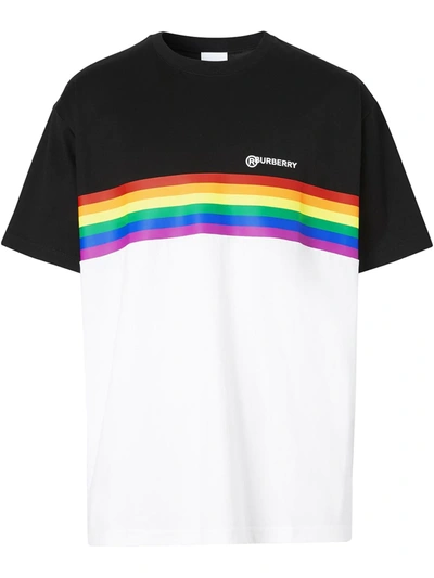 Burberry Rainbow Stripe Print T-shirt In Black