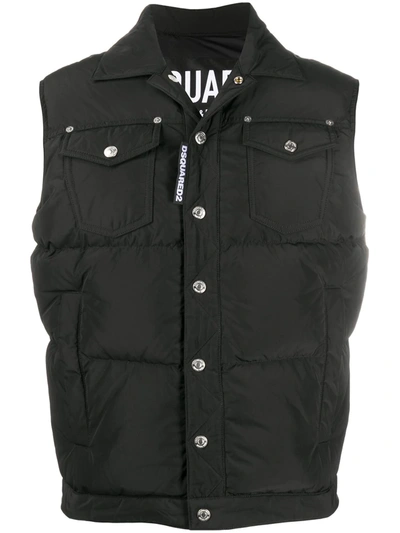 Dsquared2 Padded Down Gilet In Black