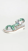 Sam Edelman Women's Ashie Platform Sandals In Silver/ Summer Green Leather
