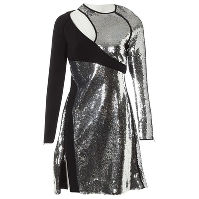 Pre-owned Mugler Glitter Mid-length Dress In Silver