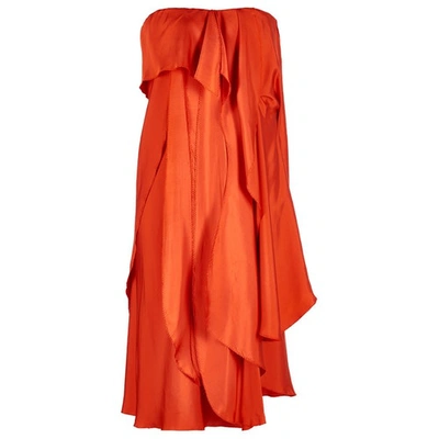 Pre-owned Bottega Veneta Orange Silk Dress