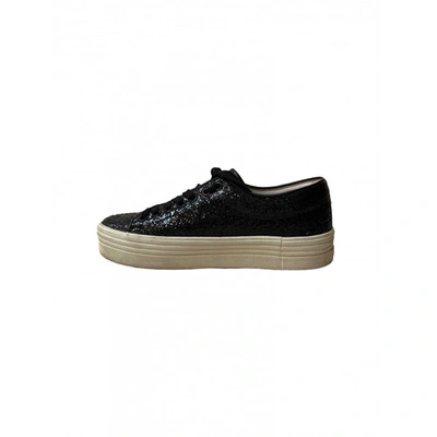 Pre-owned Saint Laurent Glitter Trainers In Black