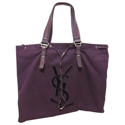 Pre-owned Saint Laurent Cloth Tote In Purple