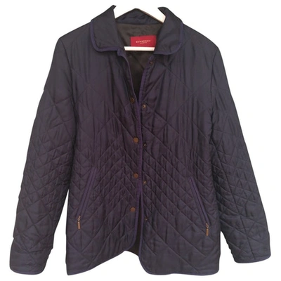 Pre-owned Burberry Silk Caban In Navy