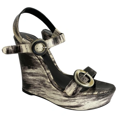 Pre-owned Sergio Rossi Patent Leather Sandals In Grey