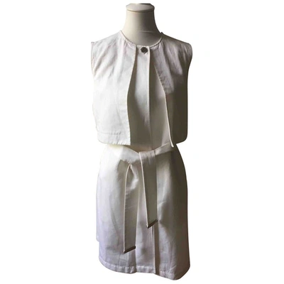 Pre-owned Ted Baker Linen Mid-length Dress In White