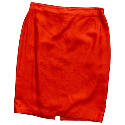 Pre-owned Versace Silk Mid-length Skirt In Red